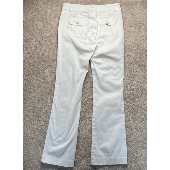 Y2K Cache Womens White Flare Leg Pants Size 8 Coastal Nautical Chic Cotton Retro - Picture 4 of 13